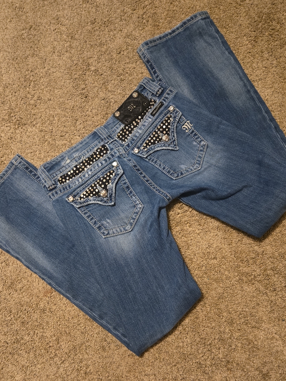 Miss Me Boot Cut Jeans With Embellished Pockets